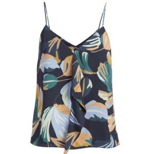 Amanda Uprichard Navy & Orange Floral V-Neck Jacoby Tank - Women S